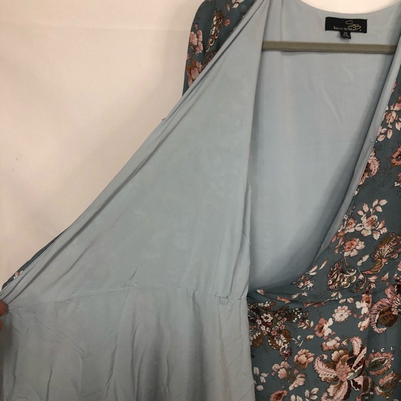 Suzanne Betro Wraparound Dress Floral Sleeveless Long Sleeve Lined - Picture 7 of 14